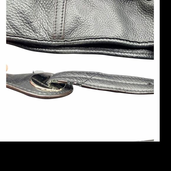 B Makowsky Black Pebbled Leather Hobo Shoulder Bag Slouchy Belted Style - Picture 8 of 13